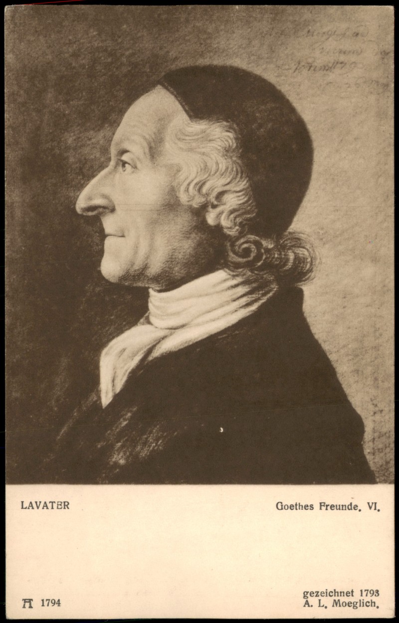 vergrößern: Bildseite historische Ansichtskarte von 1920: Künstlerkarte Gemälde LAVATER Goethes Freunde Porträt-Kunst::