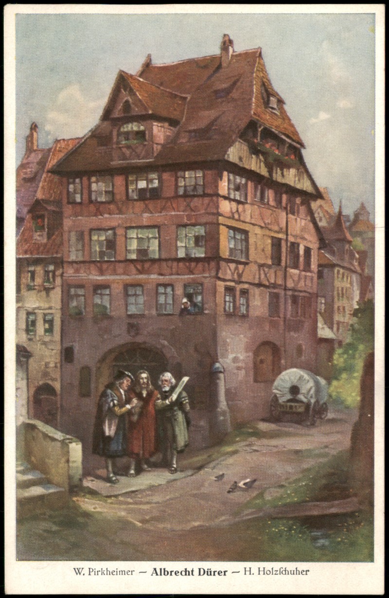 zoom: Image side vintage Postcard from 1910: Künstlerkarte W. Pirkheimer Albrecht Dürer H. Holzschuher J. Frank, pinx.::