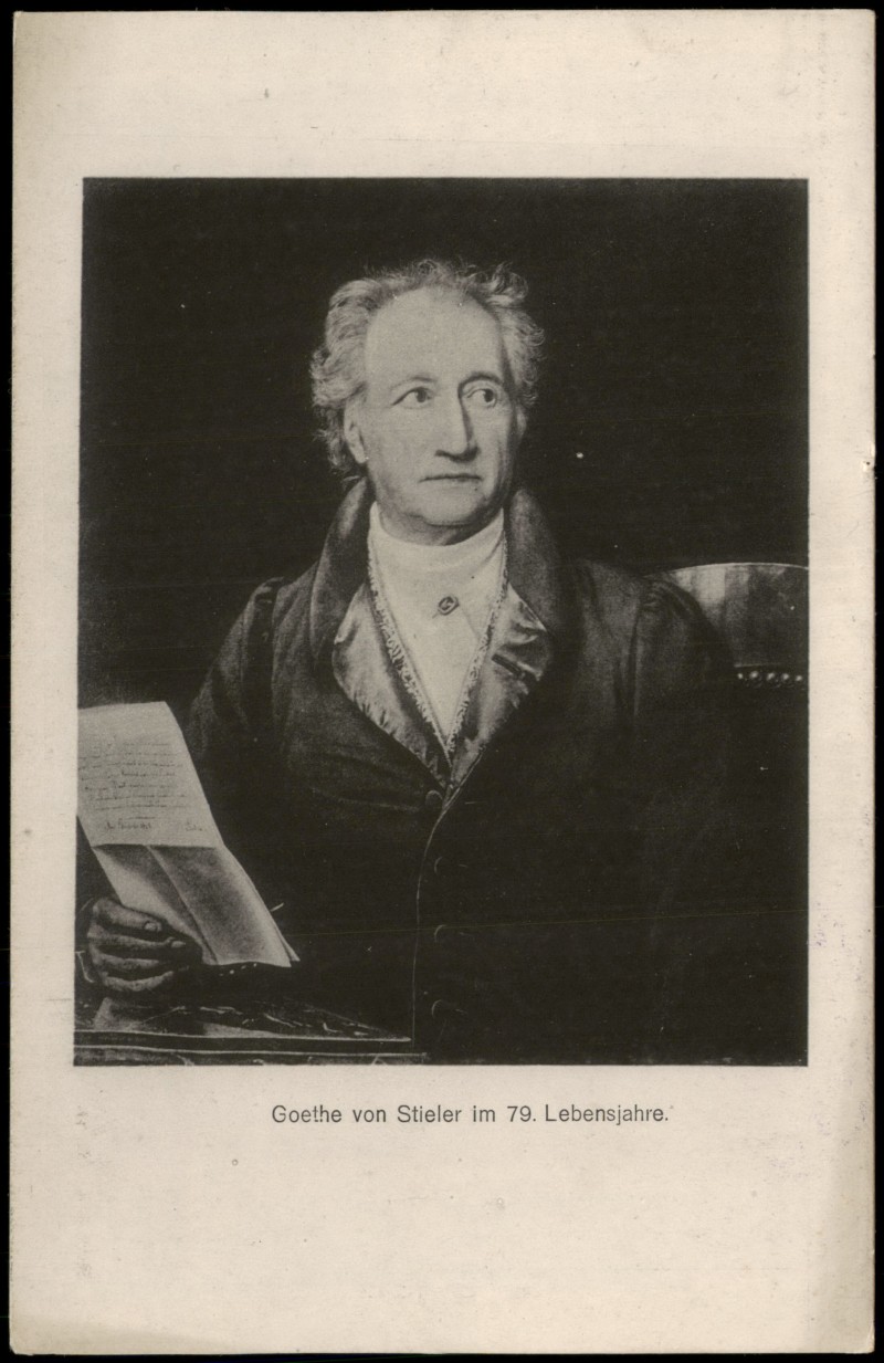 zoom: Image side vintage Postcard from 1920: Goethehaus Goethe von Stieler im 79. Lebensjahre:: Frankfurt am Main