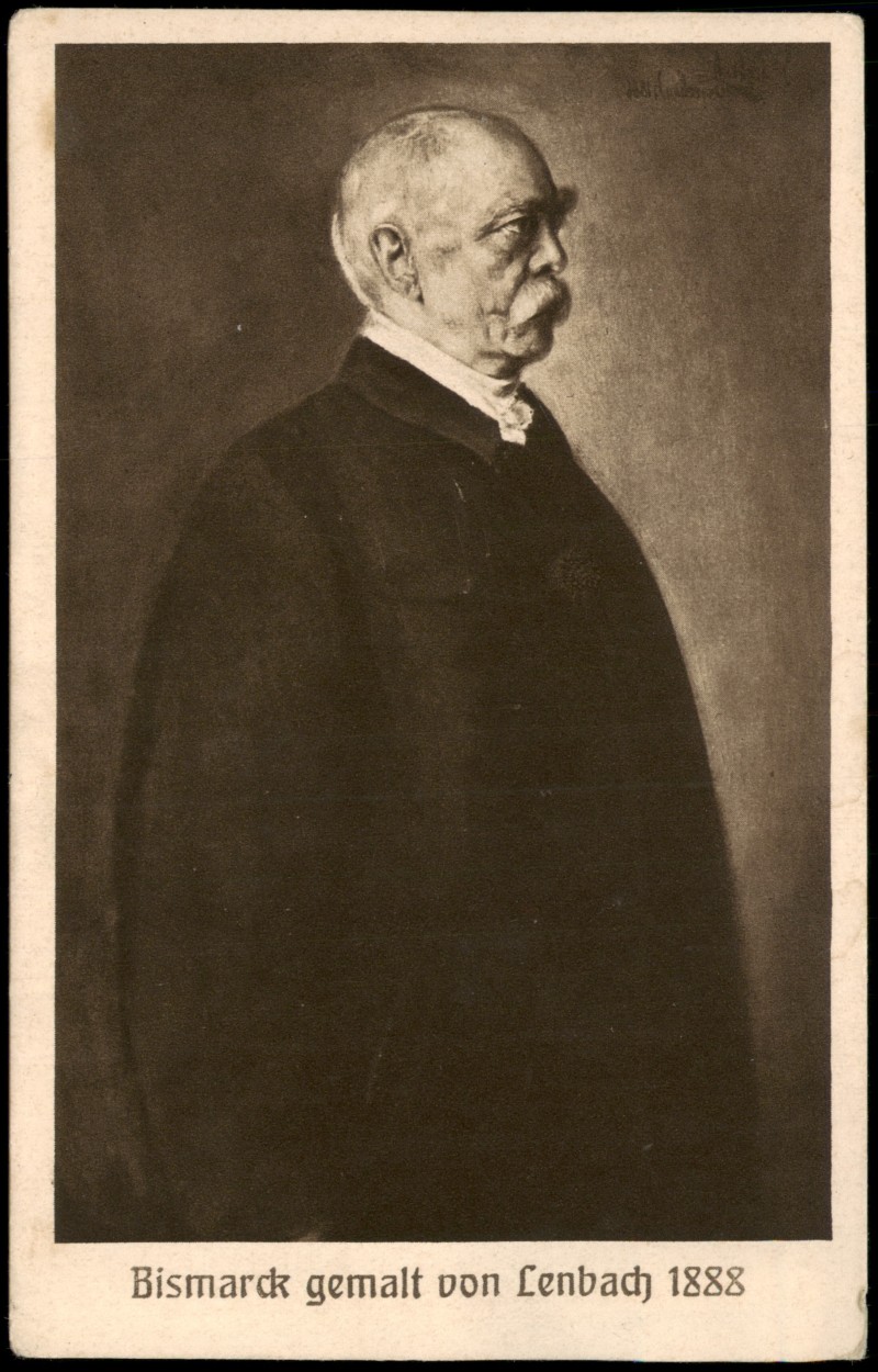 zoom: Image side vintage Postcard from 1915: Bismarck gemalt von Lenbach 1888 Bismarck-Karte::