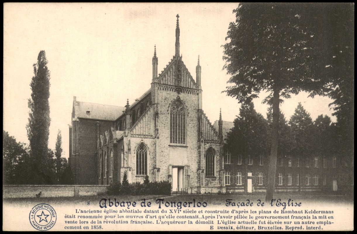 zoom: Image side vintage Postcard from 1910: Abbaye de Tongerloo Fassade der Kloster-Kirche:: Abbaye de Tongerloo