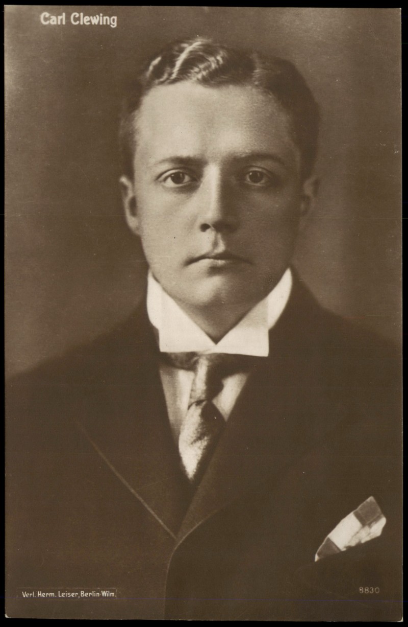 vergrößern: Bildseite historische Ansichtskarte von 1910: CARL CLEWING Opernsänger Theater-Schauspieler::