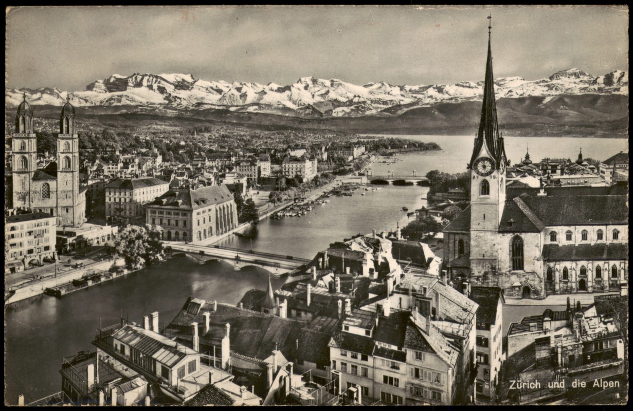 zoom: Image side vintage Postcard from 1959: Stadtblick - Fotokunst:: Zurich