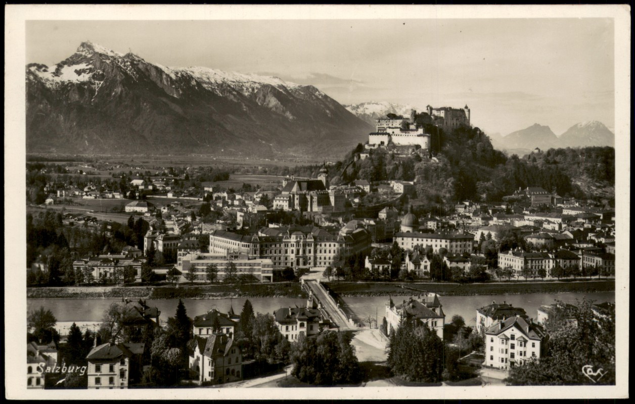 zoom: Image side vintage Postcard from 1938: Blick gegen Untersberg - Fotokarte:: Salzburg