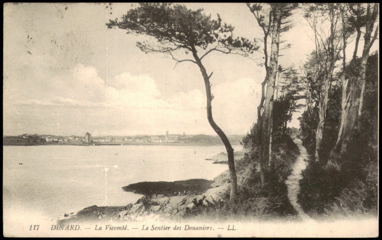 zoom: Image side vintage Postcard from 1912: La Vicomté. Le Sentier des Douaniers:: Dinard