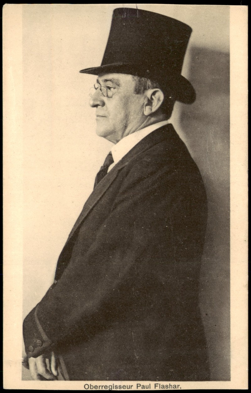 vergrößern: Bildseite historische Ansichtskarte von 1922: Film Fernsehen Theater Oberregisseur Paul Flashar.::