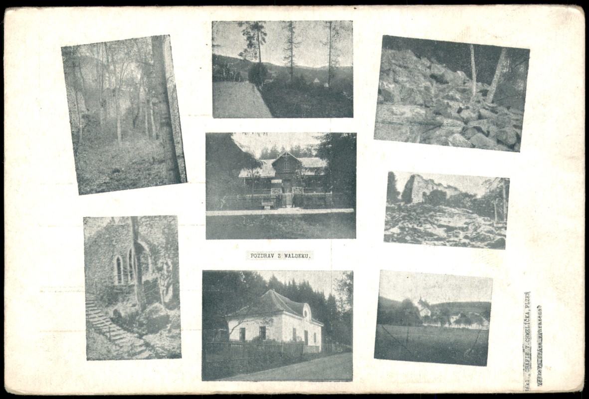 zoom: Image side vintage Postcard from 1930: POZDRAV Z WALDEKU. Mehrbild Ansichtskarte:: .Tschechien