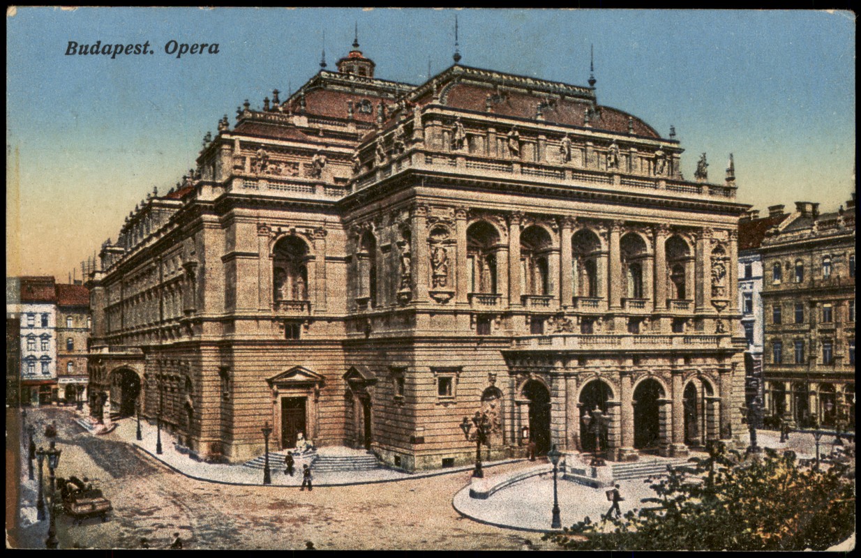 vergrößern: Bildseite historische Ansichtskarte von 1916: Opera Oper:: Budapest