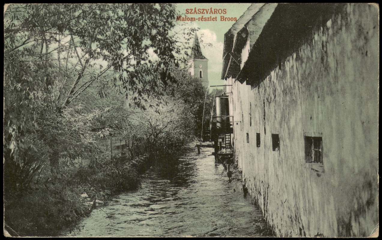 vergrößern: Bildseite historische Ansichtskarte von 1915: Malom-részlet Broos:: Brosz (Broos)