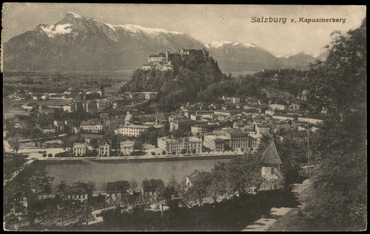 zoom: Image side vintage Postcard from 1913: v. Kapuzinerberg:: Salzburg
