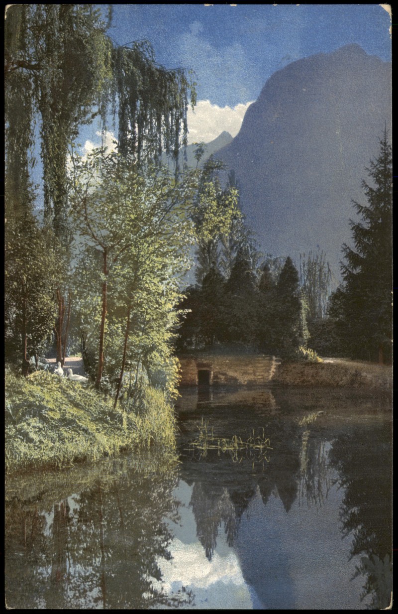 zoom: Image side vintage Postcard from 1910: Photochromiekarte Stimmungsbild Natur Landschaft mit Weiher::