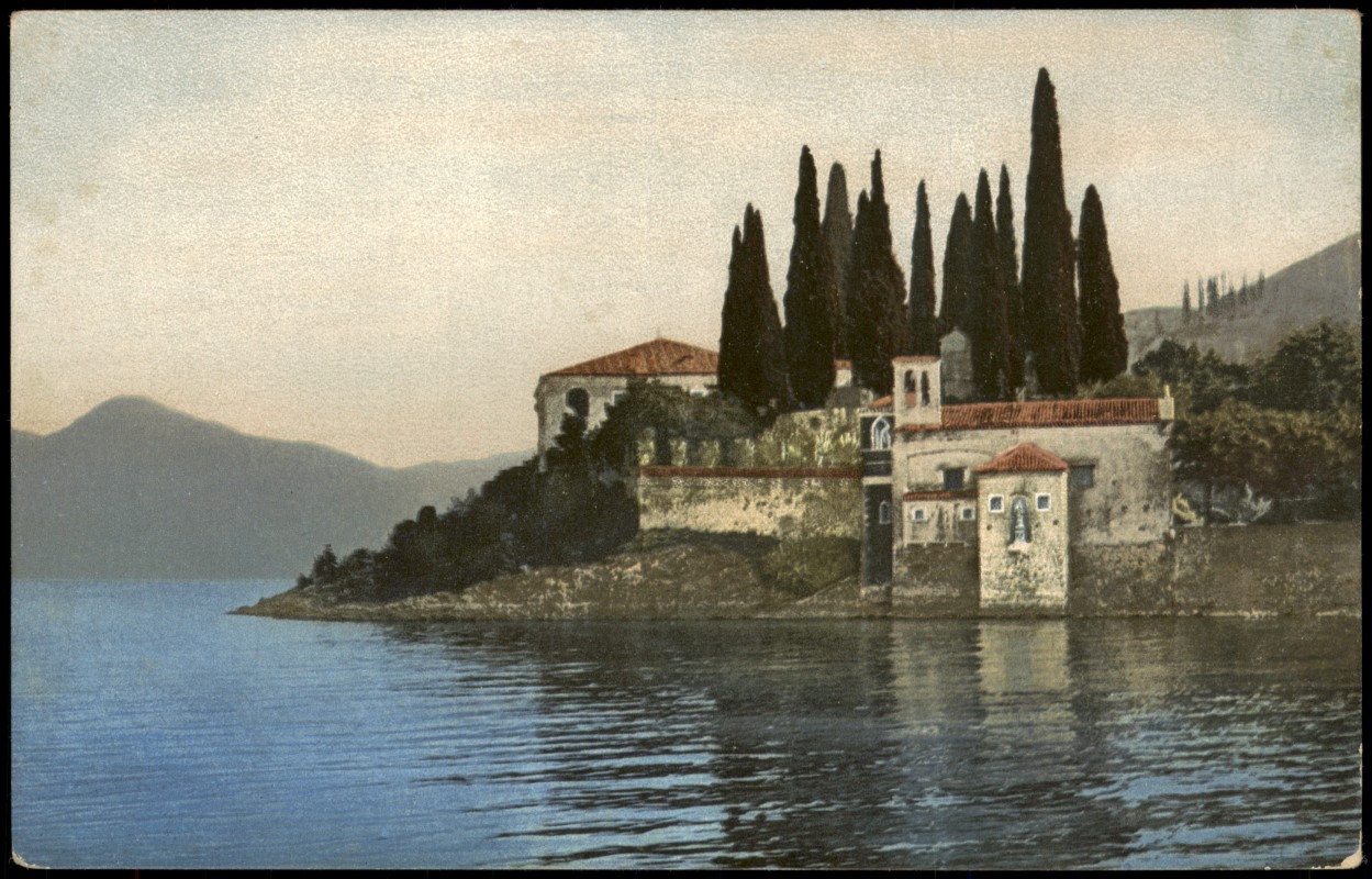 vergrößern: Bildseite historische Ansichtskarte von 1910: Punta San Vigilio Photochromiekarte Stimmungsbild Natur:: Garda