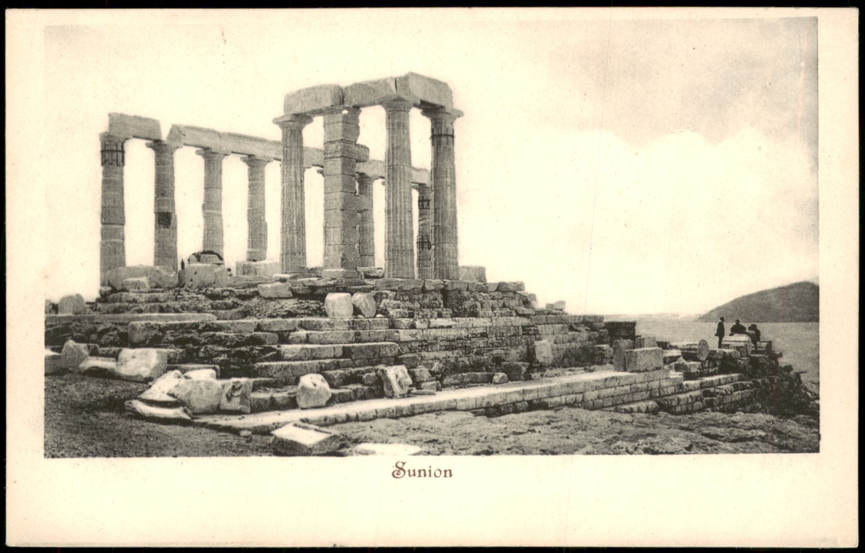 zoom: Image side vintage Postcard from 1909: Antike Tempel Greece Sunion:: .Griechenland