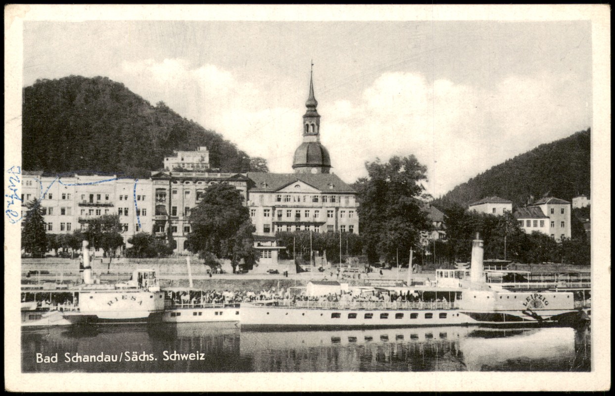 zoom: Image side vintage Postcard from 1959: Stadt und Elbdampfer Schiff Leipzig:: Bad Schandau