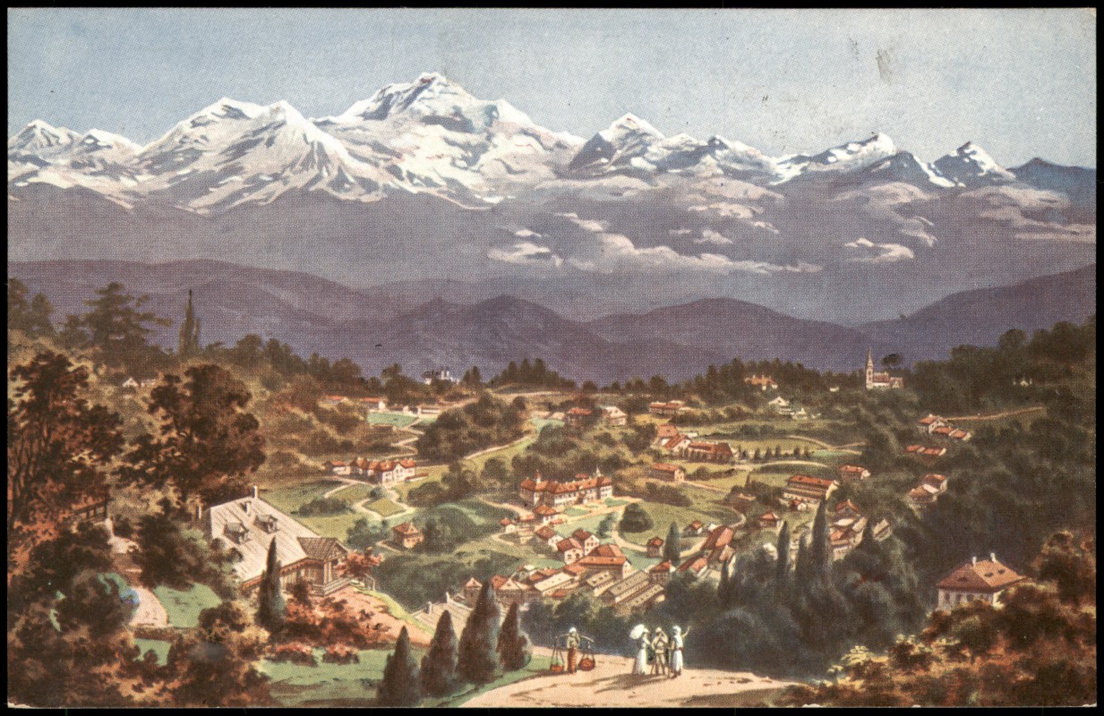zoom: Image side vintage Postcard from 1910: Indien India Darjelliing (Himalaya) Berg Panorama:: .Indien