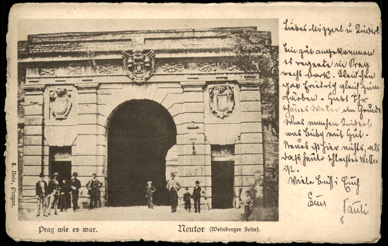 zoom: Image side vintage Postcard from 1900: Prag wie es war, Neutor (Weinberger Seite):: Prague