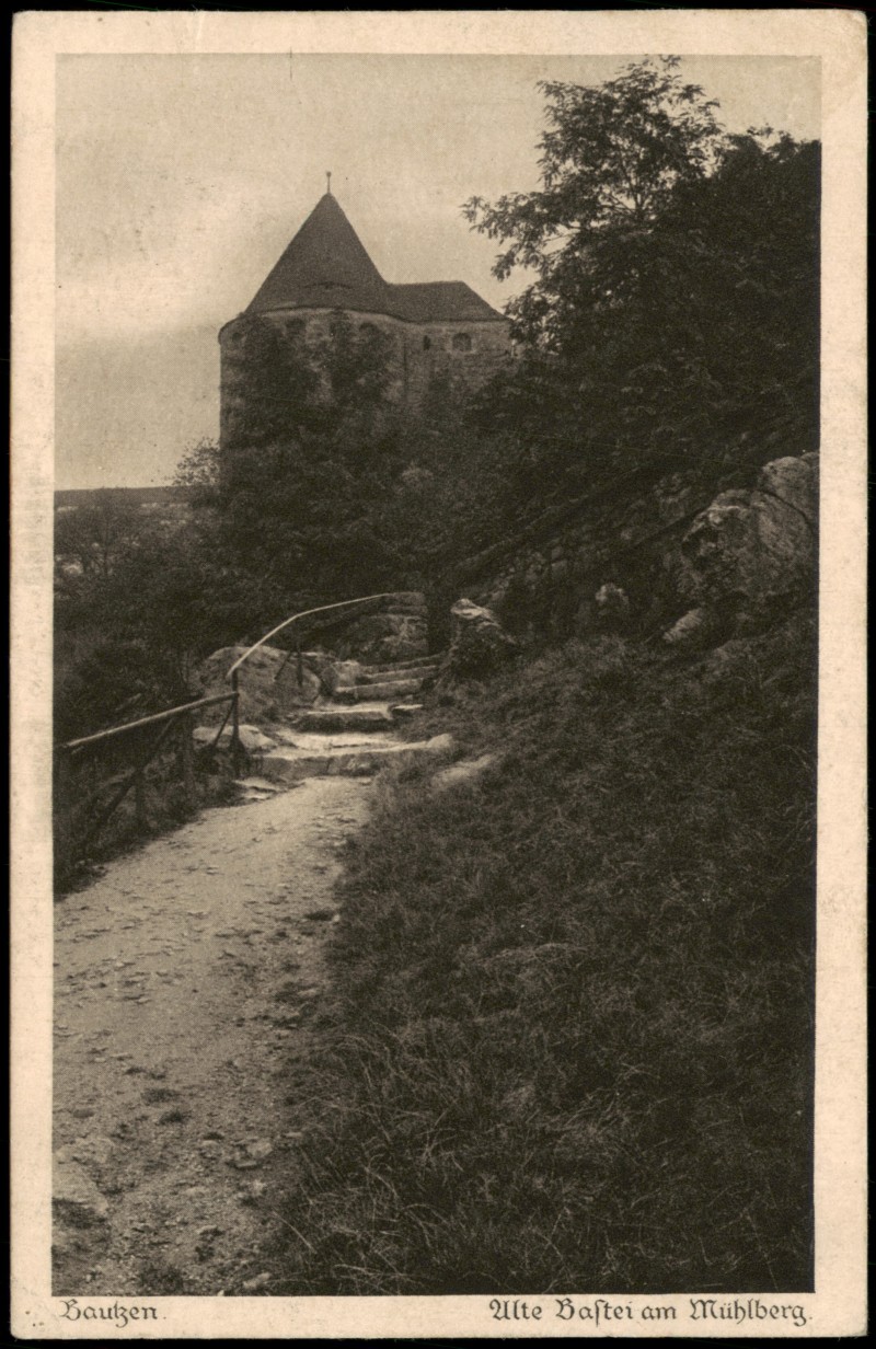 zoom: Image side vintage Postcard from 1928: Alte Bastei am Mühlberg.:: Bautzen