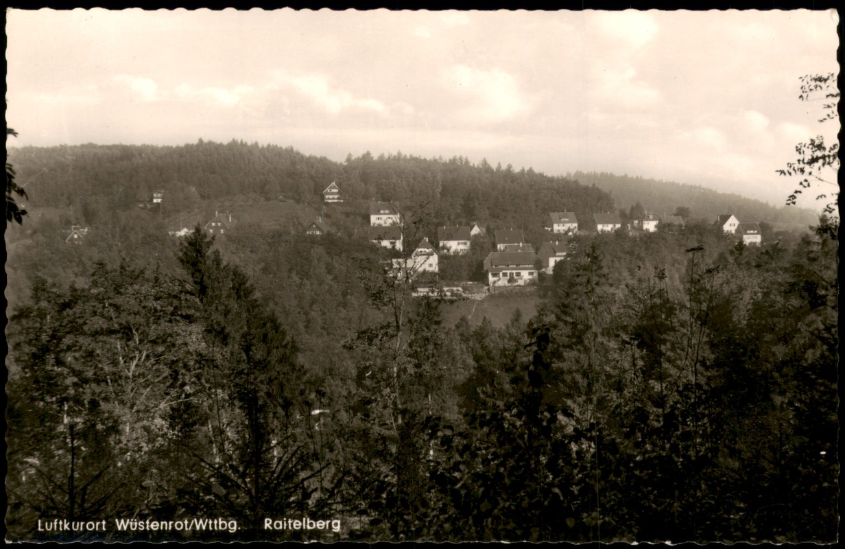 zoom: Image side vintage Postcard from 1955: Partie am Raitelberg:: Wüstenrot