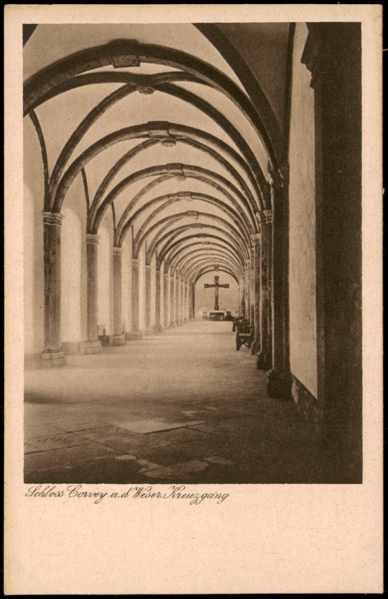 zoom: Image side vintage Postcard from 1920: Schloss Corvey an d. Weser Kreuzgang:: Höxter (Weser)