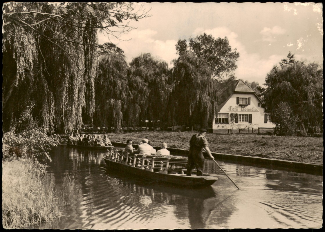 vergrößern: Bildseite historische Ansichtskarte von 1963: Cafe Venedig:: Lehde (Spreewald)-Lübbenau (Spreewald)
