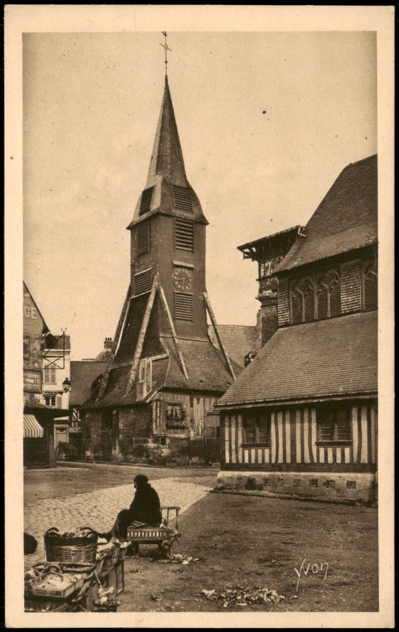 vergrößern: Bildseite historische Ansichtskarte von 1920: NORMANDIE Kirche Église Sainte-Catherineédifice gothique:: Honfleur
