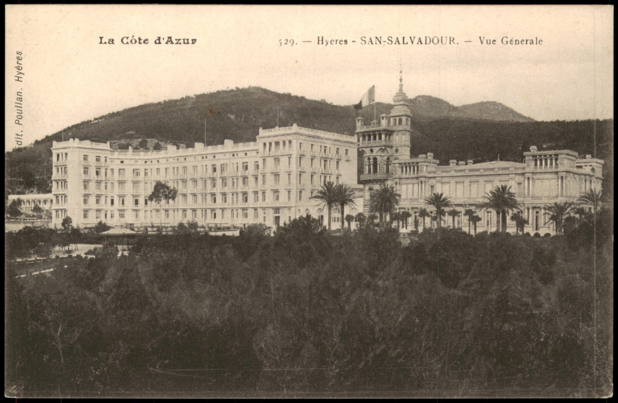 zoom: Image side vintage Postcard from 1910: Hyeres SAN-SALVADOUR Vue Génerale:: Hyères-les-Palmiers