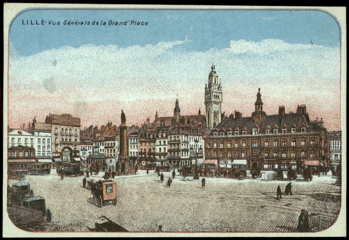 vergrößern: Bildseite historische Ansichtskarte von 1917: Vue Générale de la Grand Place:: Lille