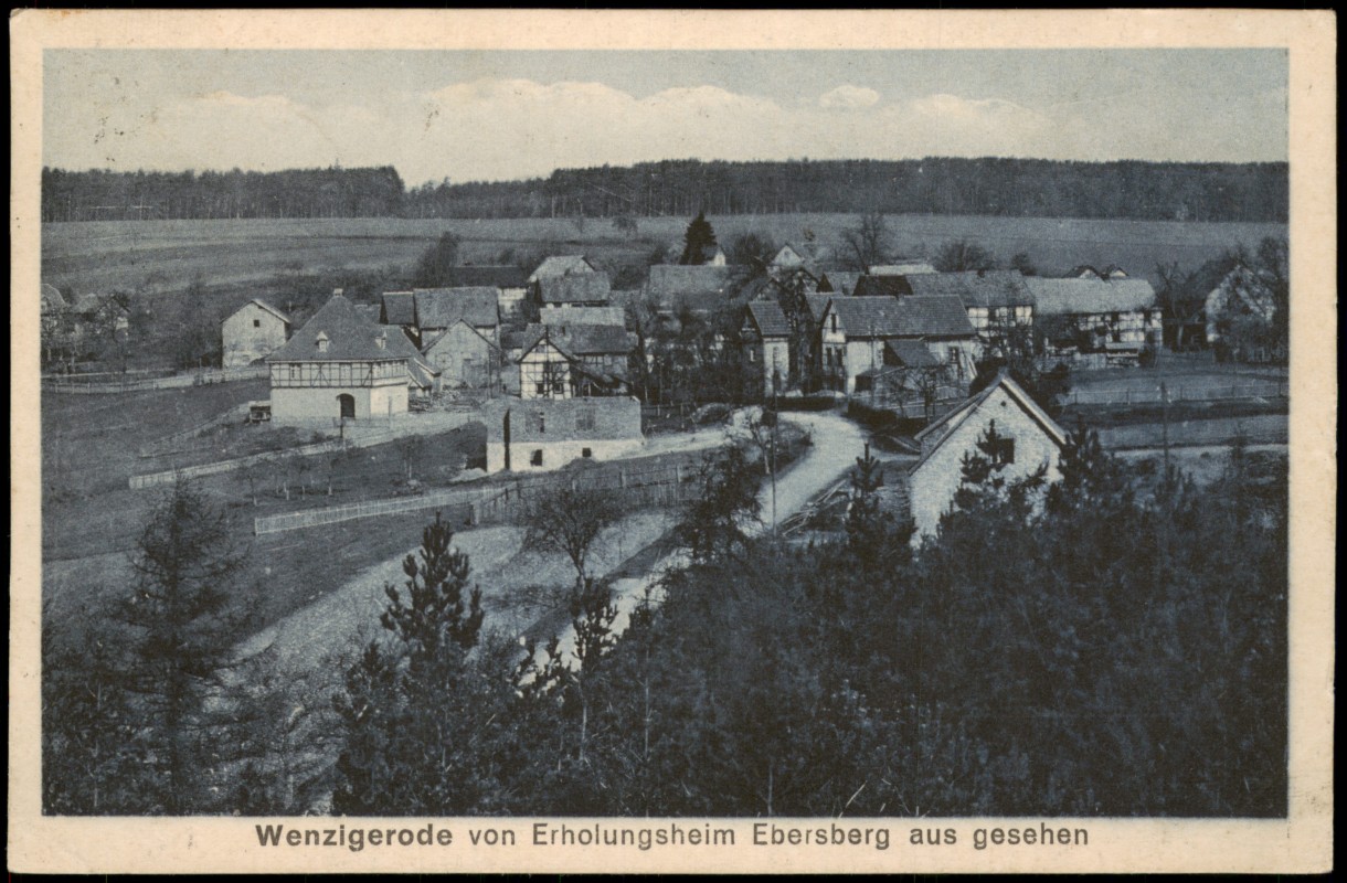 zoom: Image side vintage Postcard from 1926: Gesamtansicht vom Erholungsheim Ebersberg aus gesehen:: Wenzigerode-Bad Zwesten-Bad Wildungen