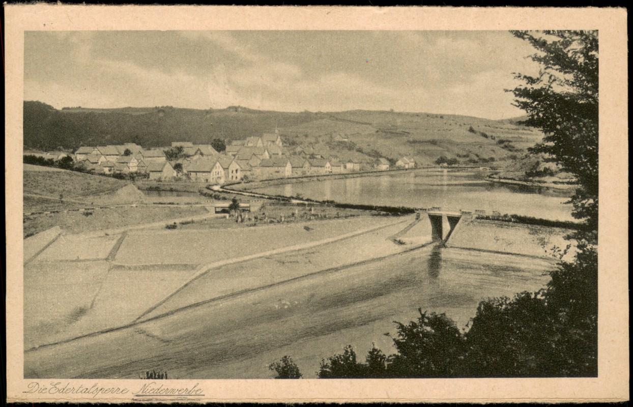 vergrößern: Bildseite historische Ansichtskarte von 1928: Edertalsperre Niederwebe:: Waldeck (am Edersee)