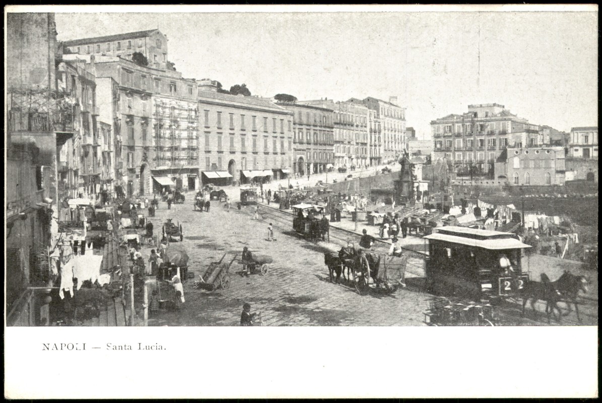 zoom: Image side vintage Postcard from 1910: Historische Ansicht Historical View NAPOLI Santa Lucia:: Naples