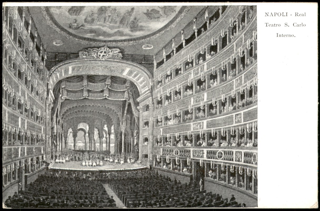 zoom: Image side vintage Postcard from 1910: Teatro S. Carlo Interno Innenansicht Theater:: Naples