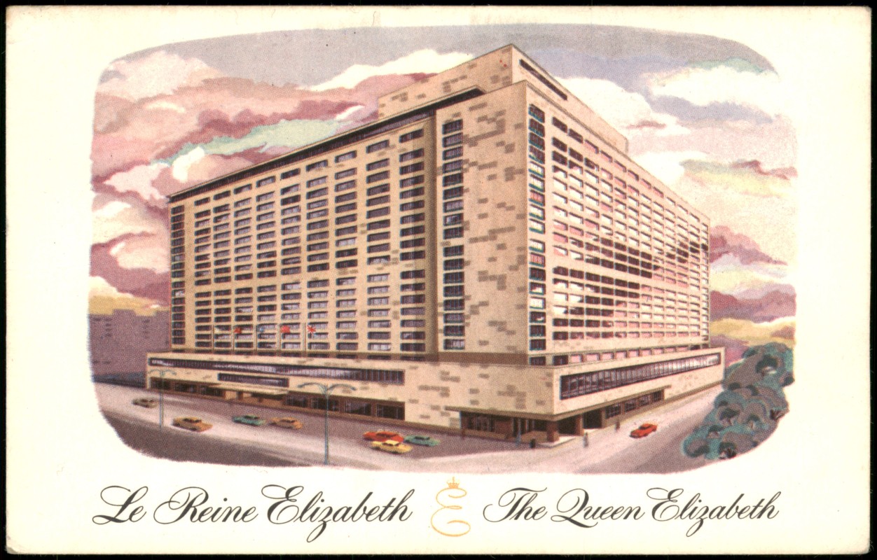 zoom: Image side vintage Postcard from 1959: A C.N.R. Hotel Operated by Hilton:: Montreal