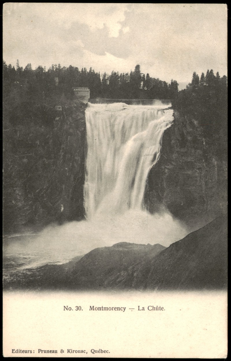 zoom: Image side vintage Postcard from 1915: Montmorency - La Chûte. Waterfall:: Québec
