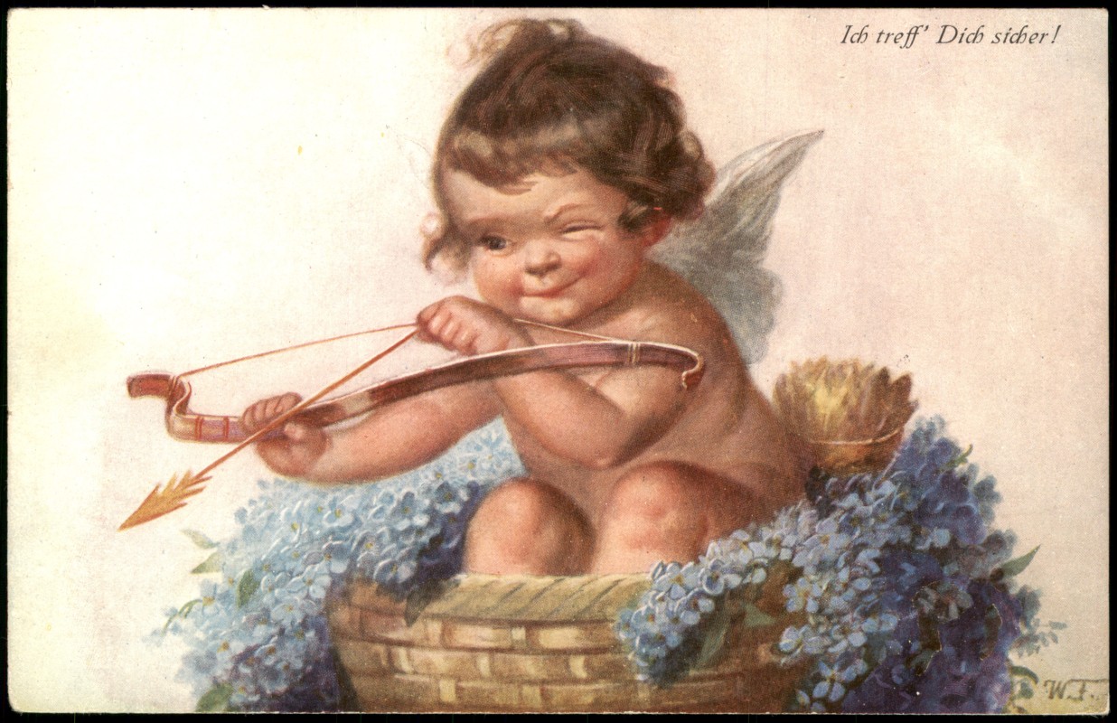 zoom: Image side vintage Postcard from 1910: Ich treff