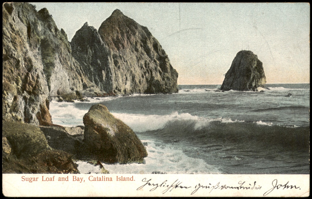 zoom: Image side vintage Postcard from 1908: Sugar Loaf and Bay:: Santa Catalina Island California