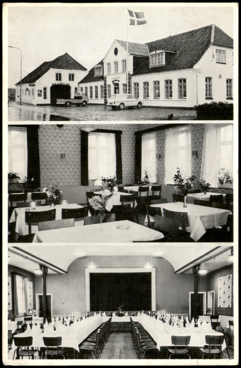 vergrößern: Bildseite historische Ansichtskarte von 1963: 3 Bild Gasthaus DEN GAMLE KRO:: Bredebro b. Tønder