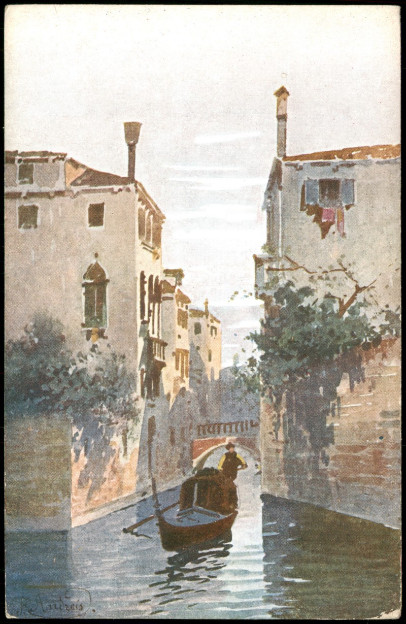 vergrößern: Bildseite historische Ansichtskarte von 1912: Rio S. Canciano. Künstlerkarte:: Venedig
