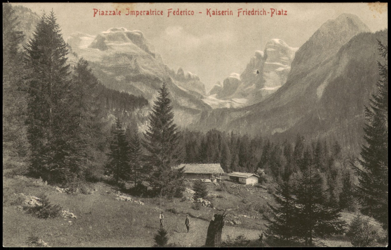 vergrößern: Bildseite historische Ansichtskarte von 1905: Ital. Alpen Piazzale Imperatrice Federico Kaiserin Friedrich-Platz:: .Italien