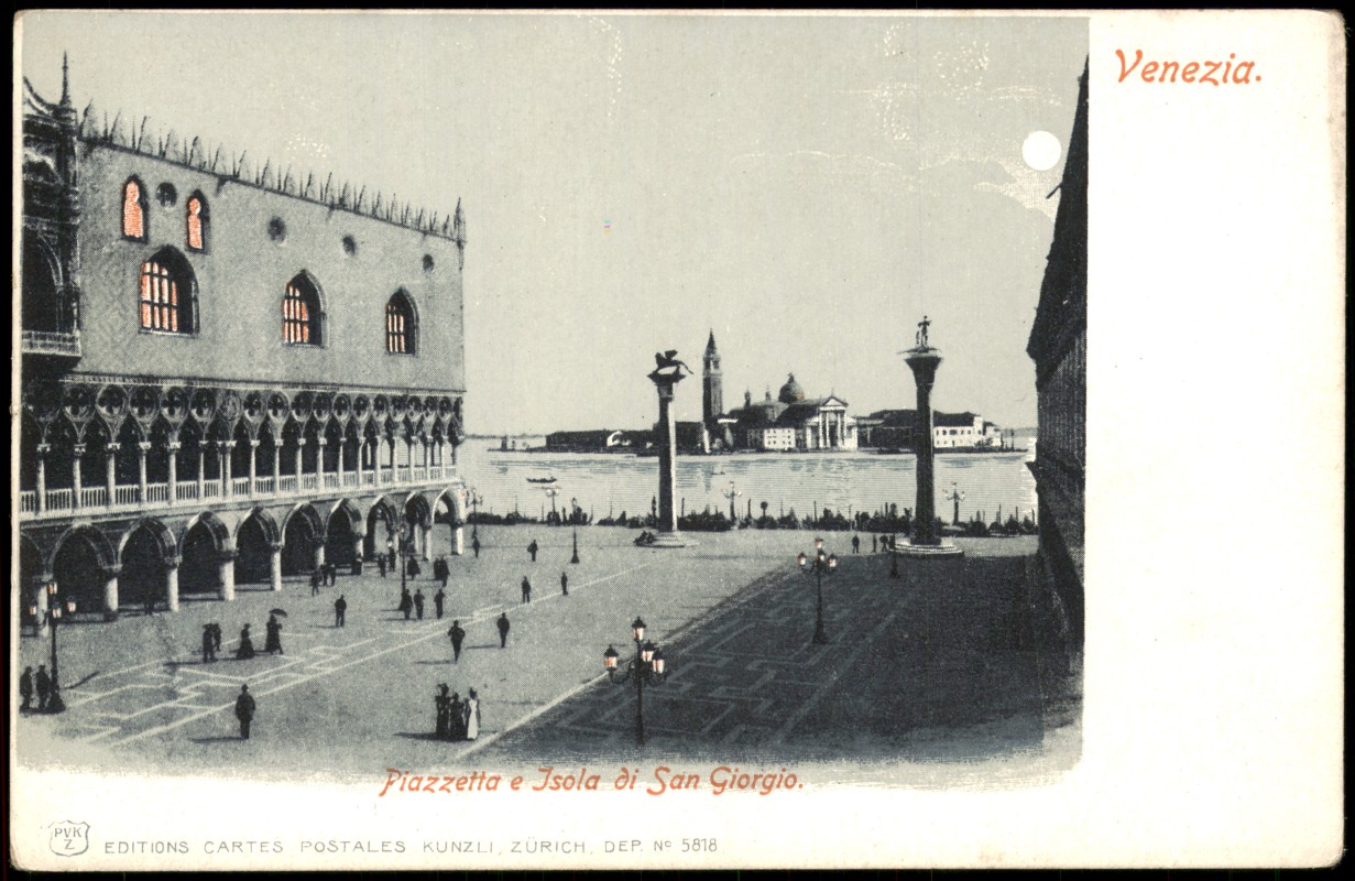 vergrößern: Bildseite historische Ansichtskarte von 1902: Piazzetta e Jsola di San Giorgio.:: Venedig