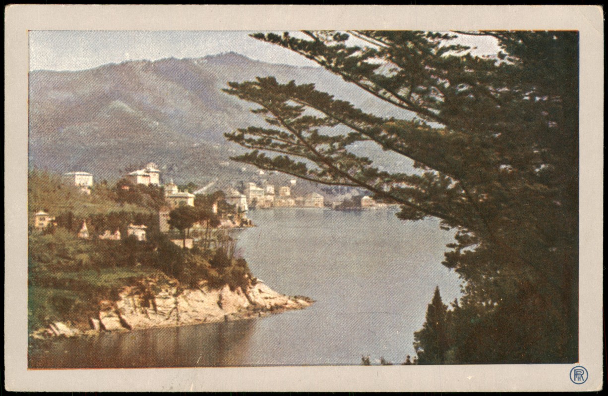 vergrößern: Bildseite historische Ansichtskarte von 1900: Riviera San Marguerita, Blick von der Villa Pagara:: .Italien
