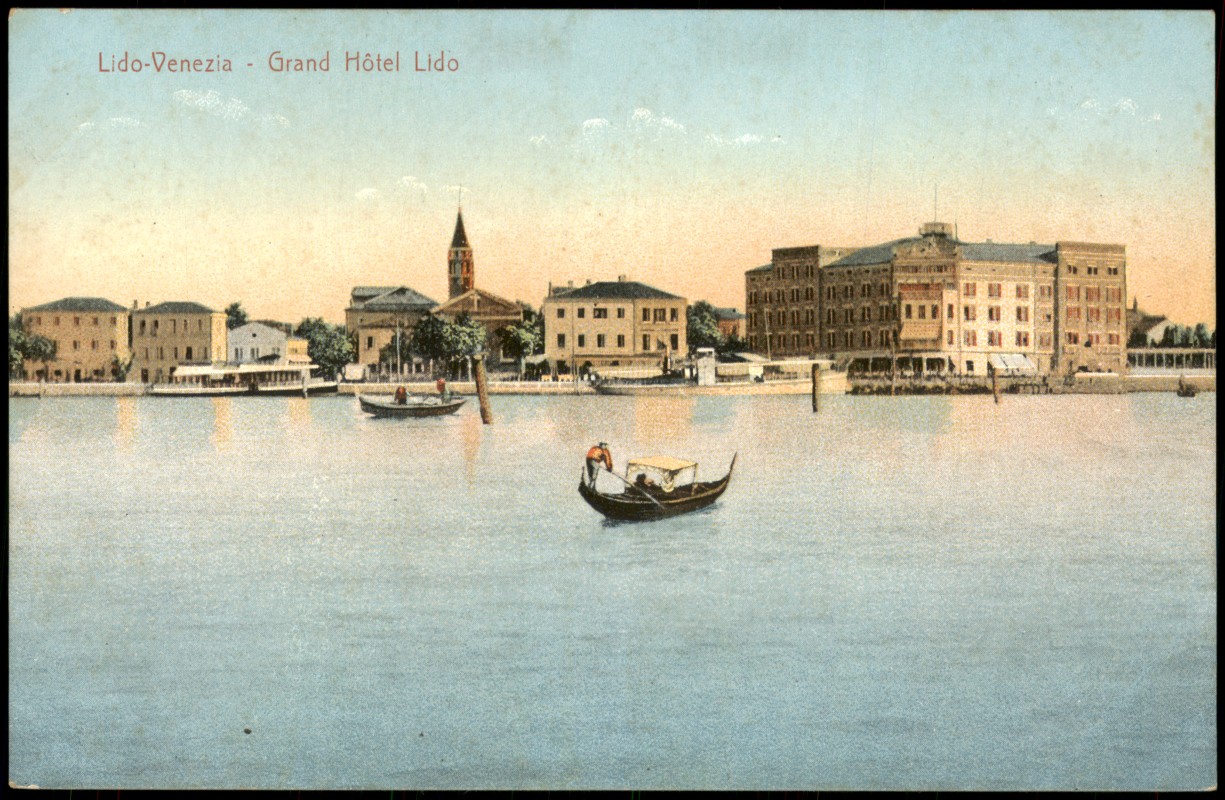 vergrößern: Bildseite historische Ansichtskarte von 1912: Grand Hôtel Lido:: Lido di Venezia-Venedig