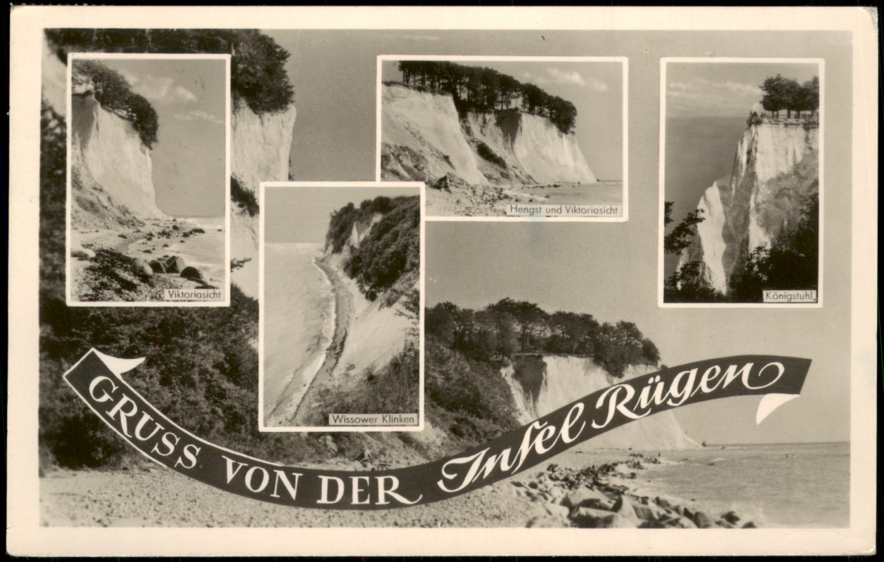 zoom: Image side vintage Postcard from 1960: GRUSS VON DER Insel Rügen DDR Mehrbildkarte:: Rügen