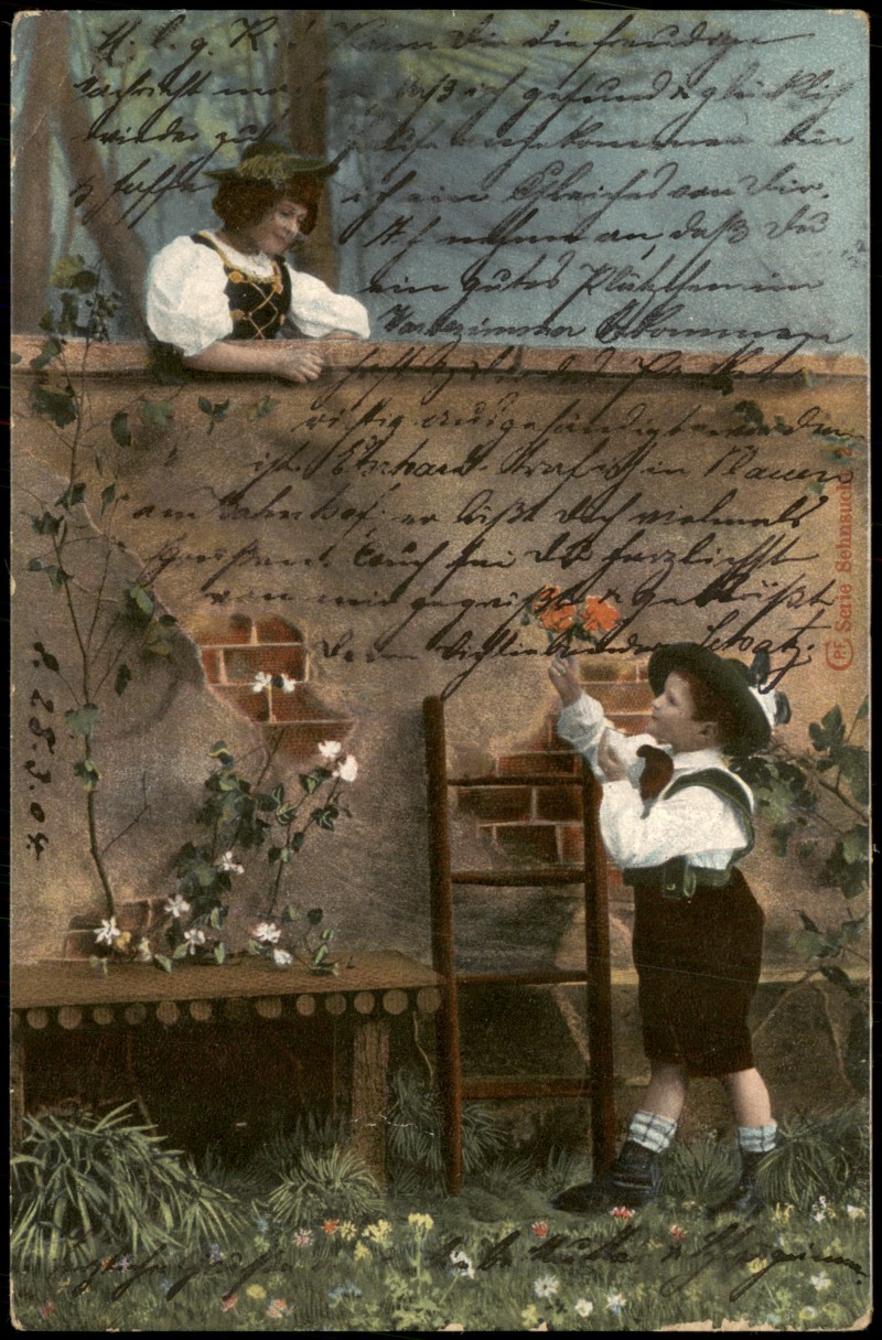 zoom: Image side vintage Postcard from 1904: Kinder Künstlerkarte Serien-AK "Sehnsucht"::