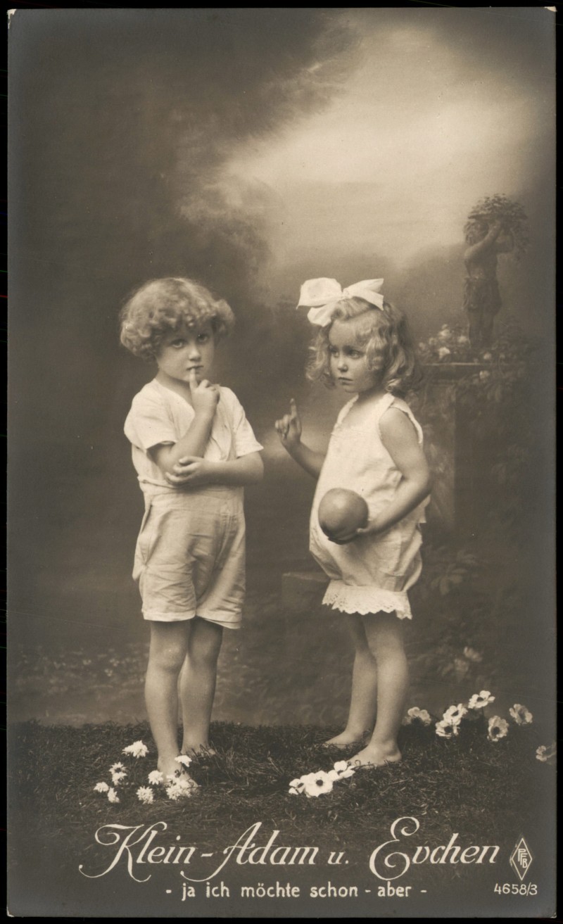 zoom: Image side vintage Postcard from 1910: Menschen Soziales Leben Kinder; Klein-Adam u. Evchen::