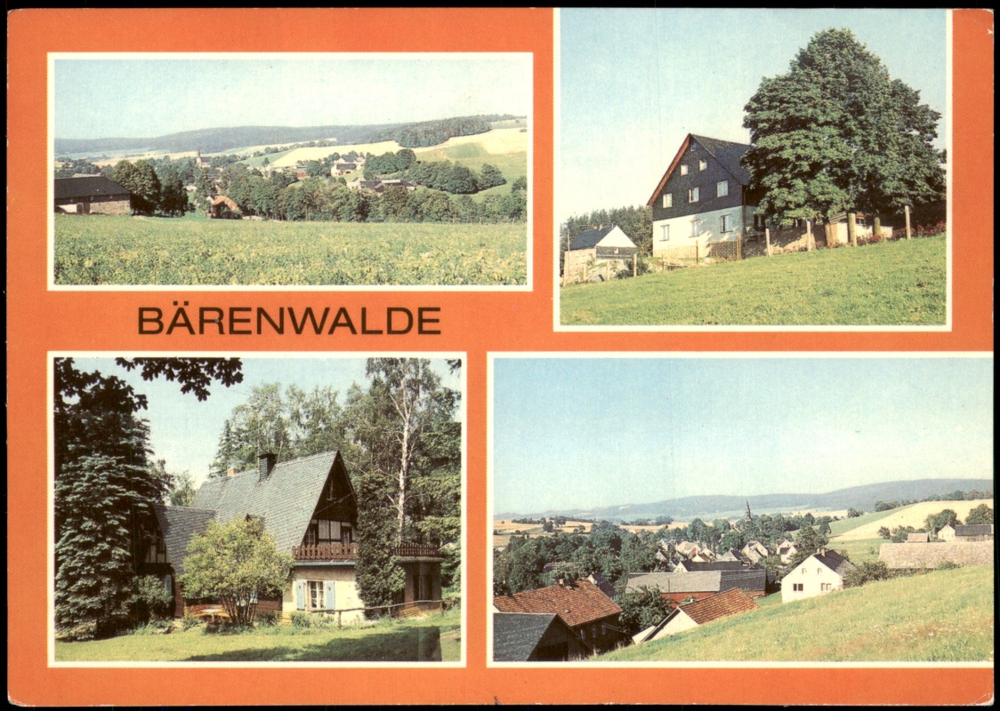 zoom: Image side vintage Postcard from 1984: DDR Mehrbild-AK mit Ortsansichten Bärenwalde (Kr. Zwickau):: Bärenwalde-Crinitzberg