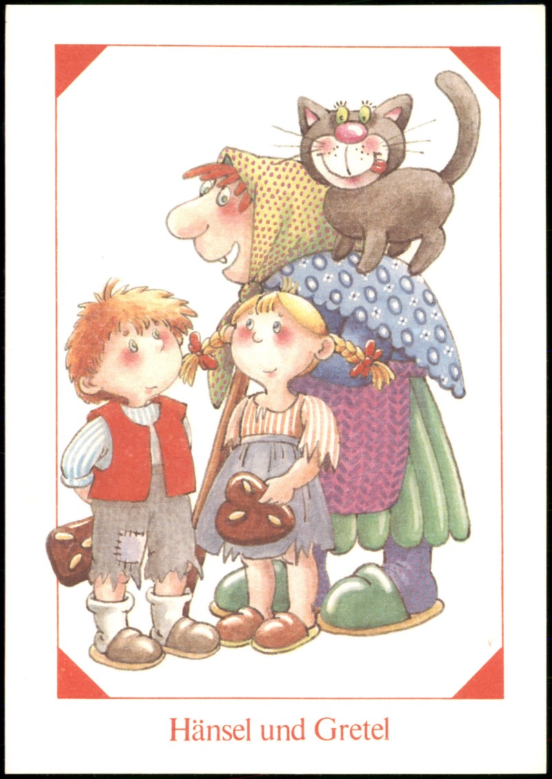 zoom: Image side vintage Postcard from 1987: Hänsel und Gretel Märchen Karte (DDR)::