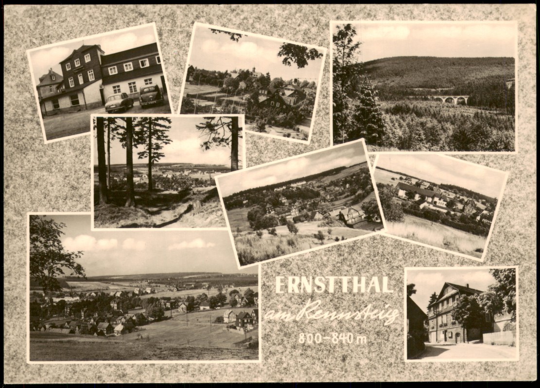 zoom: Image side vintage Postcard from 1961: DDR Mehrbild-AK mit Ortsansichten ERNSTTHAL am Rennsteig:: Hohenstein-Ernstthal