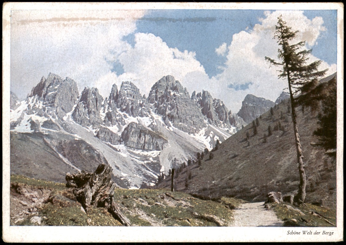 zoom: Image side vintage Postcard from 1950: Schöne Welt der Berge Kalkögelgruppe von der Kemeteralm (Stubai)::