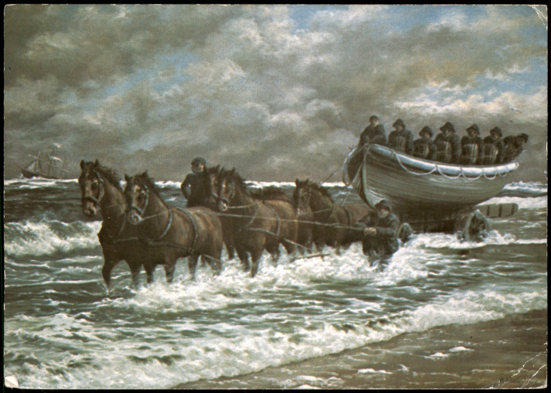 zoom: Image side vintage Postcard from 1987: Ruderrettungsboot Fürst Bismarck Norderney im Einsatz (Spenden-Fotokarte DGzRS)::