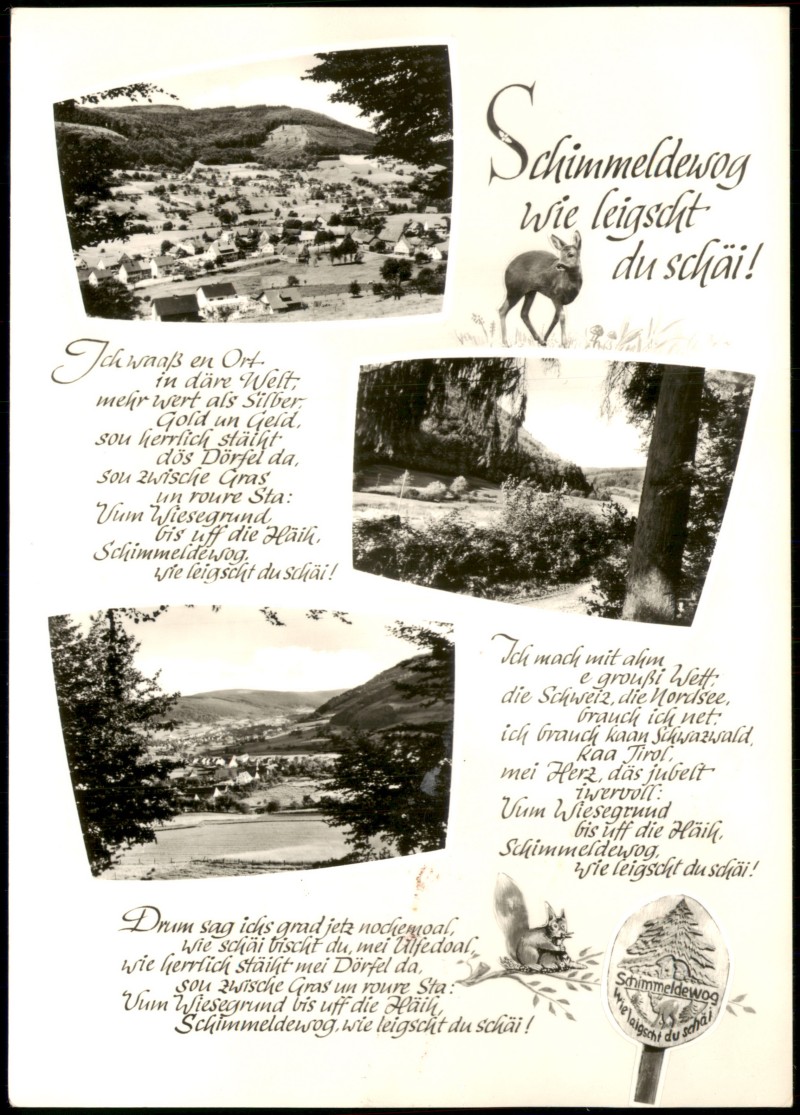 vergrößern: Bildseite historische Ansichtskarte von 1960: Mehrbildkarte mit Orts-, Umland-Ansichten:: Ober-Schönmattenwag-Wald-Michelbach